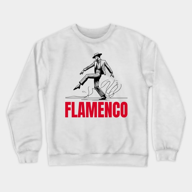 Flamenco male dancer - Black Crewneck Sweatshirt by PrintSoulDesigns
